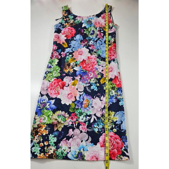 Pomodoro floral EUC dress zip back, stretch size 6 US sleevless summer ^ - Picture 4 of 7